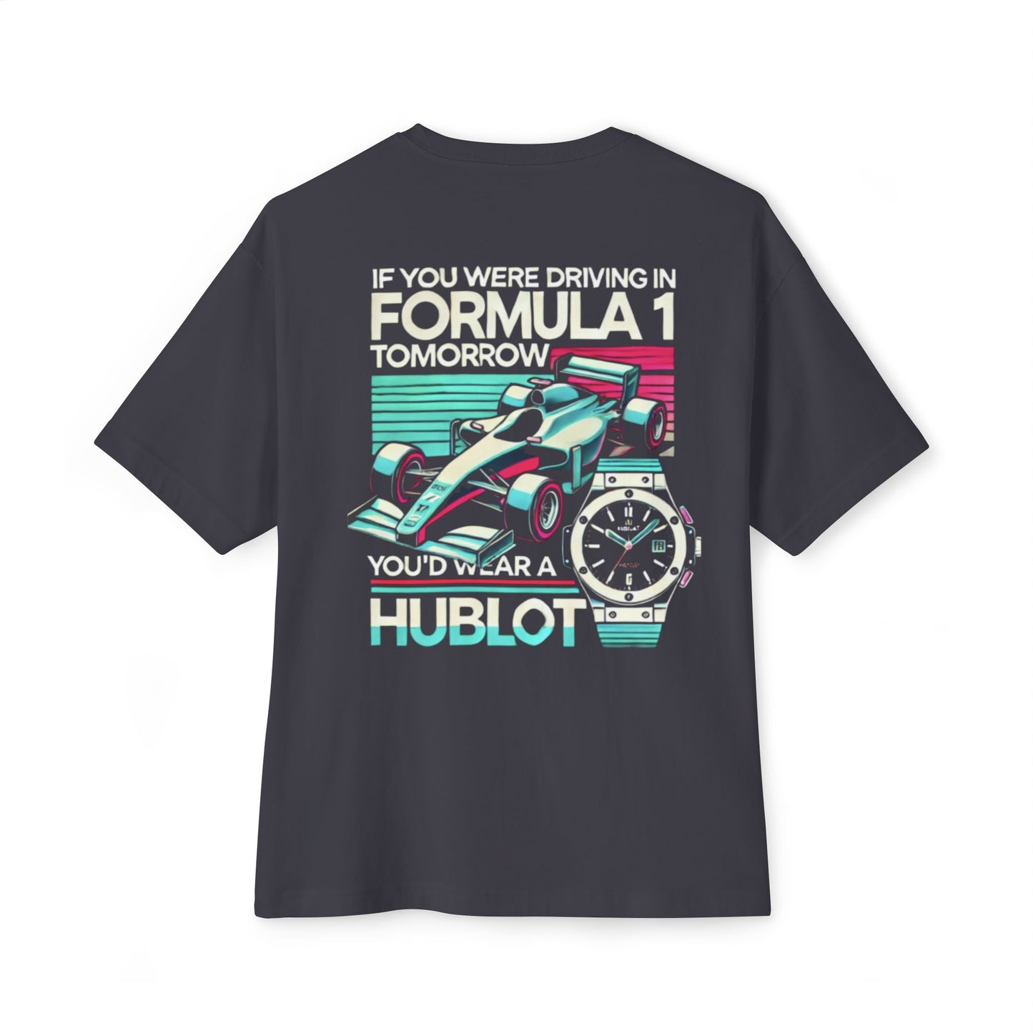 Oversized Formula 1 Racing T-Shirt x Hublot F1 Watch Graphic Tee for Motorsport Fans