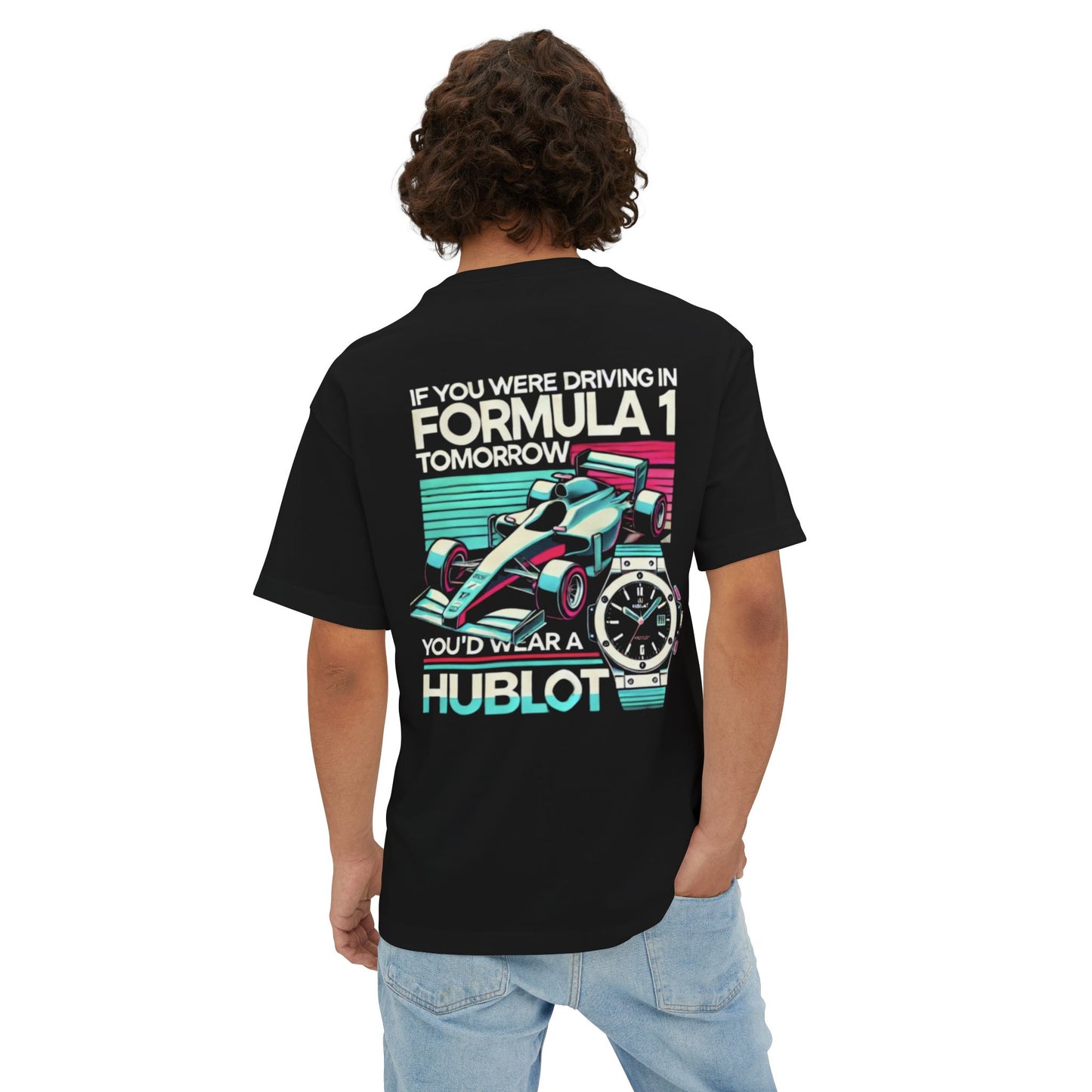 Oversized Formula 1 Racing T-Shirt x Hublot F1 Watch Graphic Tee for Motorsport Fans