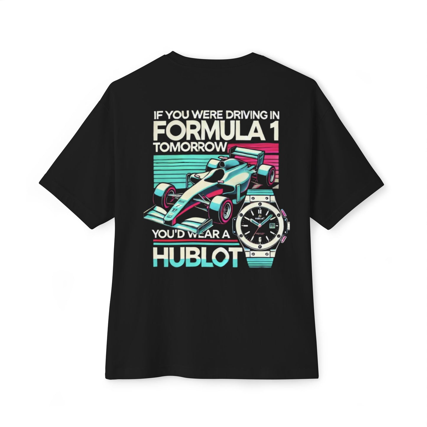 Oversized Formula 1 Racing T-Shirt x Hublot F1 Watch Graphic Tee for Motorsport Fans