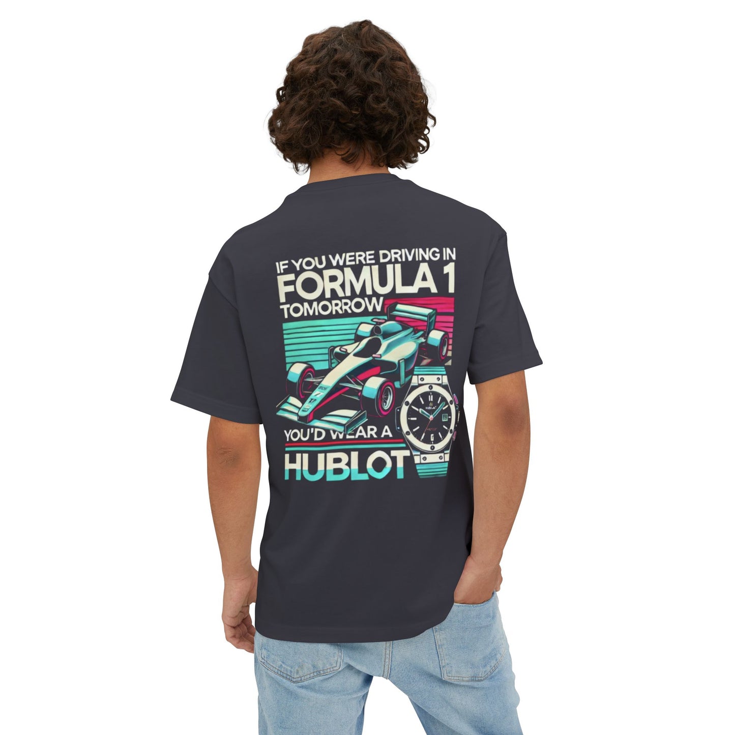 Oversized Formula 1 Racing T-Shirt x Hublot F1 Watch Graphic Tee for Motorsport Fans